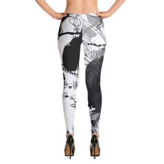 A Dramatic Abstraction - Leggings Women Leggings, Women's Leggings, Black White