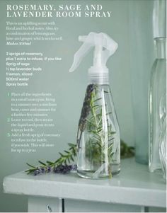 Diy Room Spray Essential Oils, Homemade Room Spray, Lavender Room Spray, Diy Room Spray, Natural Room Spray, Sage And Lavender, Lavender Room, Natural Room, Rosemary Sage