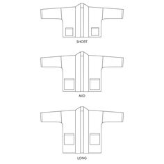 the front, back and side views of an unisex jacket