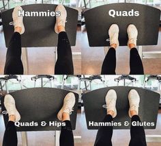 four images show the different positions of feet on a chair and how to use them