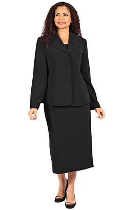 Diana 8748 black skirt suit Usher Suits, Black Skirt Suit, Fancy Suit, Church Suits, Uniform Dress, Crepe Skirts, Suits For Sale, Suit Style, Straight Skirt