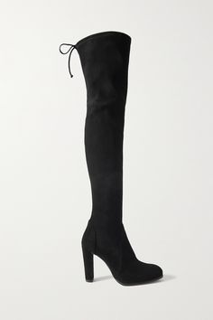 Stuart Weitzman says these over-the-knee 'Highland' boots are "unequivocally the best boot of the season." This supple black suede pair is lined in smooth satin and finished with ties to keep them comfortably in place. They look especially chic peeking through a split hem. Stuart Weitzman Highland, Stuart Weitzman Boots, Stuart Weitzman Shoes, Long Boots, Cool Boots, Split Hem, Suede Boots, Boot Shoes Women, Over The Knee Boots