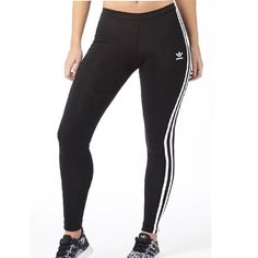 Leggings By Adidas Branded Design That 3-Stripe Life High Rise Elasticated Waistband Close-Cut Bodycon Fit Adidas Activewear With Three Stripes For Spring, Adidas Spring Activewear With Three Stripes, Sporty Fitted Bottoms With Three Stripes, Fitted Adidas Bottoms With Side Stripes, Black Activewear With Three Stripes For Spring, Stretch Leggings With Three Stripes, Stretch Three Stripes Leggings, Sporty Adidas Leggings With Three Stripes Branding, Adidas Sporty Leggings With Three Stripes Branding