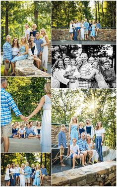 a collage of family photos taken in the woods