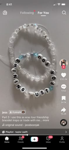 the beaded bracelets are being displayed on an iphone screen