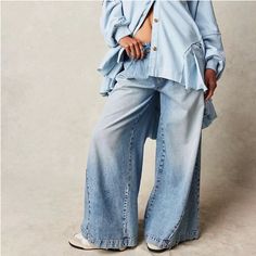 Reposhing This Item I Purchased From @Shopgraceful. Loved It, But Ready To Rotate For Something New. Questions? Leave A Comment Below! Jeans Free People, Free Jeans, Denim Trousers, Flare Jeans, Something New, Wide Leg, Free People, Color Blue, Women Jeans