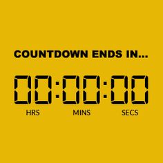 a clock with the words countdown ends in 3 00 mins secs on it