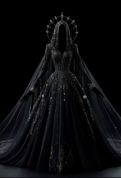 Black Fantasy Style Dress For Cosplay Events, Black Fantasy Dresses For Larp, Evil Staff Fantasy Art, Silver Staff Fantasy Art, Luxury Gothic Cosplay Dresses, Fantasy Staff, Gothic Ball Gown, Black Wedding Dress Gothic, Black Wedding Gowns