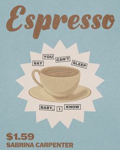 an advertisement for espresso coffee on a blue background