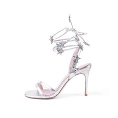 Silver Star Heels, Swashbuckler Rogue, Silver Strappy Sandals, Pencil Heels, Prom 2023, Strappy High Heels Sandals, Preppy Shoes