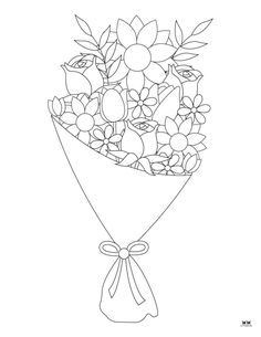 a bouquet of flowers is shown in this drawing