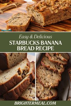 easy and delicious starbuck's banana bread recipe that is perfect for breakfast or brunch