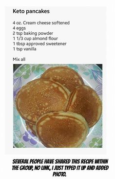 some pancakes on a plate with instructions for how to make them