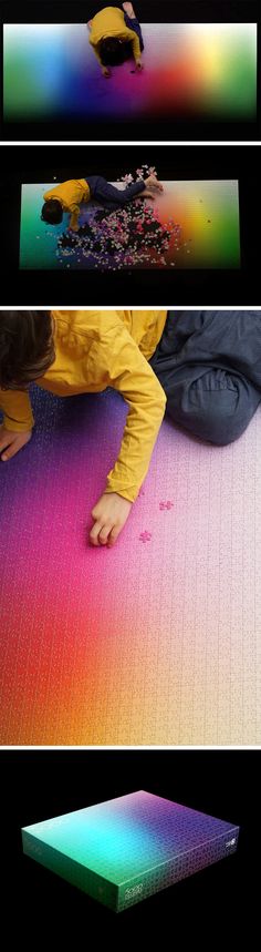 three different colored images with one person laying on the ground