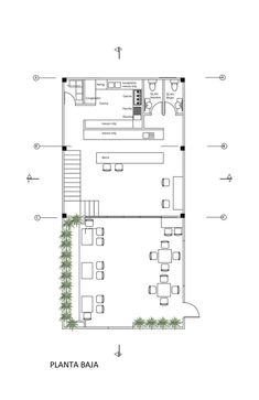 the floor plan for an office building with two floors and three levels, including a second level