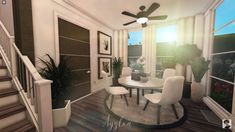 Bloxburg Town House Interior, Lounge Bloxburg, Blox Burg Kitchen, Bloxburg Lounge Ideas, Bloxburg Realistic Living Room, Bloxburg Entrance Ideas, Moden House, Bloxburg Designs, Bloxburg Homes