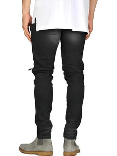 Get ready to add some edgy style to your wardrobe with the Men's Moto Zipper Knee Skinny Stretch Jeans. These jeans mix moto-inspired design with a slim-fit silhouette, giving you a bold and modern look. With the perfect amount of stretch, these jeans fit like a glove, ensuring comfort and flexibility all day long. The zipper detail on the knees adds an extra touch of style and lets you show off your favorite pair of boots. Made from high-quality denim material, these jeans stay looking great even after multiple wears and washes. These jeans are perfect for any occasion, whether you're going out for a night with friends or running errands around town. With the versatile and stylish Men's Moto Zipper Knee Skinny Stretch Jeans, you can effortlessly elevate your style and stay comfortable all