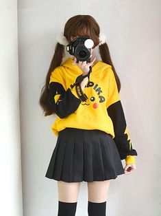 Cute Pikachu Hoodie PN0561 ●Size: S:Length 62 cm,bust 128 cm,shoulder 62 cm ,sleeve 43 cm,for height 155-165 cm.M:Length 65 cm,bust 132 cm,shoulder 64 cm ,sleeve 43 cm,for height 165-175 cm. ●Material:cotton  (Please allow 1-3cm differs due to manual measurement.As different computers display colors differently,the col Pikachu Clothes, Pikachu Hoodie, Clothes Teen, Outfits Anime, Girl Hoodie, Cartoon Kawaii, Cute Pikachu, Teen Outfits, Anime Clothing