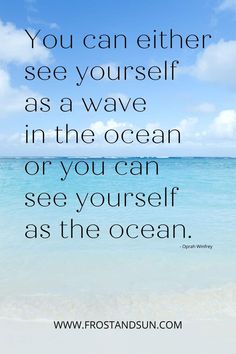 an ocean with the quote you can either see yourself as a wave in the ocean or if