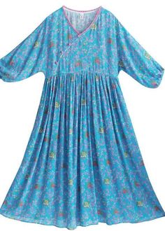 Women V Neck Cinched Spring Clothes Runway Blue Print Robes DressFabric: LinenSize & Fit: Fit: This garment fits true to size.Length: Size S measures 48.36"from shoulder to hemBust: Great for any cup size. Waist: Loose Fit. Comfortable room throughout midsection.Hip: Loose Fit - room for hips. Hand Wash Cold. Blue Mid-length Ruched Dress, Blue Ruched Dresses For Daywear, Blue Mid-length Dress For Daywear, Flowy Blue Ruched Dress, Blue Ruched Midi Dress For Daywear, Spring Clothes, Printed Robe, Blue Print, Dress Fabric