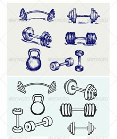 a set of hand drawn dumbs and weights - miscellaneous objects / arts print templates