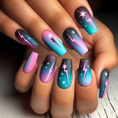 Retro Nail Ideas, Gel Nail Designs For Summer, Statement Nails, Nail Designs For Summer, Pink Nail Art Designs, Fake Nails Designs, Retro Nails, Halloween Acrylic Nails, Hard Nails