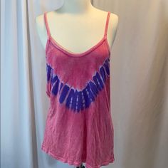 Brand New With Tags Tie Dye Tank Top In Pink & Purple ~ This Is A Loosefitting Tank In A Size Medium ~ I Have Been Selling This Chicago Based Brand For The Last 24 Years! Tagged Medium But Could Fit A Large 100% Rayon ~ Please Compare With Something On Your Closet For Best Fit- Bust - 38” Plus Stretch Waist - 42” Length - 28” Multicolor Tank Top For Summer Loungewear, Casual Purple Summer Tops, Purple Cotton Tank Top For Spring, Spring Purple Cotton Tank Top, Casual Purple Cotton Tank Top, Purple V-neck Top For Summer, Trendy Purple Tank Top For Summer, Spring Purple Tops For Loungewear, Casual Mauve Tops For Summer