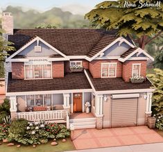 this is an artist's rendering of a two - story house in the suburbs