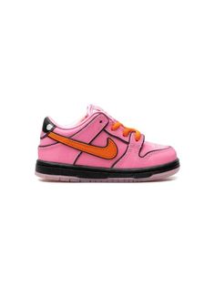 Nike Kids x Powerpuff Girls SB Dunk Low "Blossom" Sneakers - Farfetch Pink Custom Sneakers With Contrast Sole For Streetwear, Pink Custom Sneakers With Contrast Sole, Pink Sporty Custom Sneakers With Contrast Sole, Sporty Custom Pink Sneakers With Contrast Sole, Pink Lace-up Basketball Shoes With Contrast Sole, Pink Skate Shoes With Contrast Sole For Streetwear, Pink Custom Lace-up Sneakers With Contrast Sole, Pink Lace-up Custom Sneakers With Contrast Sole, Custom Pink Sneakers With Contrast Sole