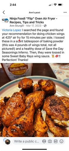 Wing Sauce, Buffalo Wings, Air Fryer Recipes, Chicken Wings, Chicken, Baking