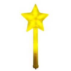 a yellow light up wand with a star on the tip and one end pointing upward