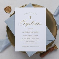 Elegant Faux Gold Calligraphy and Cross | Baptism for $2.95 - Baptism & Christening Invitations Baptism Reception, Christian Baptism, Gold Calligraphy, Christian Cards, Neutral Style, Unique Invitations