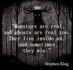 a black and white photo with the words monsters are real, and ghosts are real too they