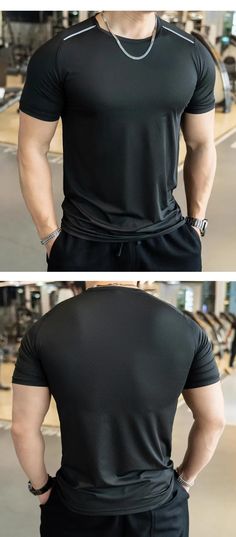 Quick Drying Short Sleeved Men's Fitness T Shirt - Men's Fitness Apparel, Men's Sports & Fitness T Shirts | Vivinch Casual V-neck T-shirt For Sports Season, Black V-neck Moisture-wicking T-shirt, Black V-neck Sports T-shirt, Black V-neck T-shirt For Athleisure, Black V-neck T-shirt In Athleisure Style, Black V-neck Top For Sportswear, Black V-neck Sportswear Top, Casual Black Tops For Light Sports, Black Moisture-wicking V-neck T-shirt