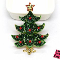 Green Red Christmas Tree, Bead Bottle, Christmas Brooches, Christmas Bling, Star Crystal, Tree Star, Christmas Tree Star, Red Christmas Tree, Cute Christmas Tree