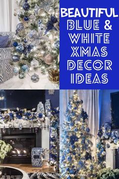 Beautiful Blue and White Christmas Home Decorating Ideas