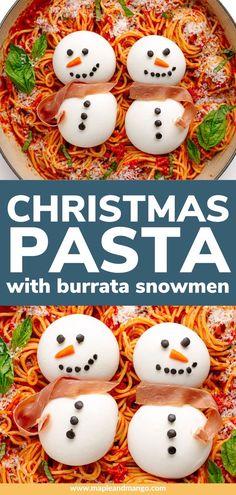 christmas pasta with burnta snowmen is an easy and delicious dinner for the whole family