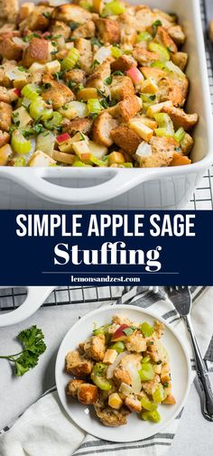 this simple apple sage stuffing is the perfect side dish for thanksgiving dinner or brunch