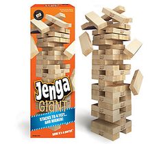 a stack of wooden blocks next to an unopened box of jegga cubes