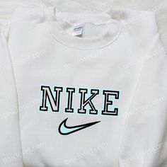 Custom Nike Embroidered Shirt, Custom Nike Embroidered Shirt, Best Birthday Gift Ideas Sporty Embroidered Long Sleeve T-shirt, Trendy Crew Neck Hoodie With Embroidered Logo, Trendy Long Sleeve T-shirt With Embroidered Logo, Cute Embroidered Logo Sweatshirt For Streetwear, White Embroidered Sporty Sweatshirt, Sporty Long Sleeve T-shirt With Embroidered Logo, White Embroidered Logo Top For College, White Embroidered T-shirt For College, Sporty White Hoodie With Letter Embroidery