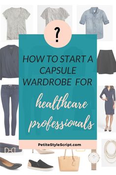 How to Start a Capsule Wardrobe for Women in Healthcare, Medicine, Doctors, Nurses, Pharmacists. Women in medicine and petite women. How to keep your closet simple and still have pieces to wear to work. From FIGS scrubs to work pants, dresses and skirts. Grab your free Capsule Wardrobes downloads on PetiteStyleScript.com and 36 Outfit Ideas to wear with Tieks Ballet Flats Women In Healthcare, Women In Medicine, Nurse Style, Closet Simple, Doctor Style, Wardrobe For Women, Figs Scrubs