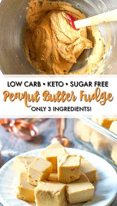 low carb keto - sugar free peanut butter fudge only 3 ingredients are needed