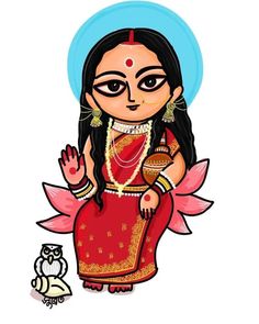 Laxmi Painting, Maa Lakshmi, Baby Cartoon Drawing, Children Drawing, Bengali Art, Durga Painting, Food Illustration Art, Bookmark Craft, Art & Craft Paint