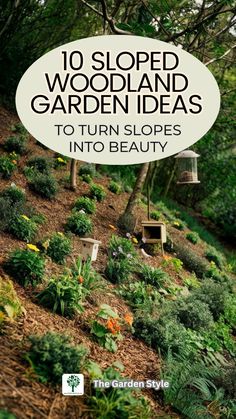 the words 10 sloped wood and garden ideas to turn slopes into beauty