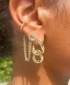 Minimal Piercings, Shay Jewelry, Earring Cuff, Link Earrings, Cuff Earrings, Diamond Halo, It Takes, Jewelry Trends, Halo Diamond