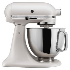 a white kitchen mixer on a white background