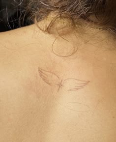 Small Angel Tattoo, Wing Tattoos On Back, Community Tattoo, International Tattoo, Heaven Tattoos, Hidden Tattoos, Minimalistic Tattoo