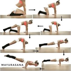 a series of photos showing how to do a push up