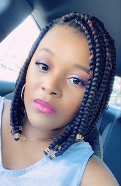 Short Box Braids Styles Shoulder Length, Box Braids In A Bob Style, Short Rasta Braids, Asymmetrical Bob Braids Black Women, Braided Bob Box Braids Shoulder Length, Bob With Rat Tail Braids, Cornrow Updo On Natural Hair