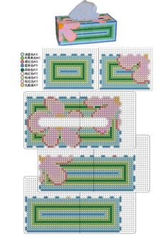 the cross stitch pattern is shown in three different colors